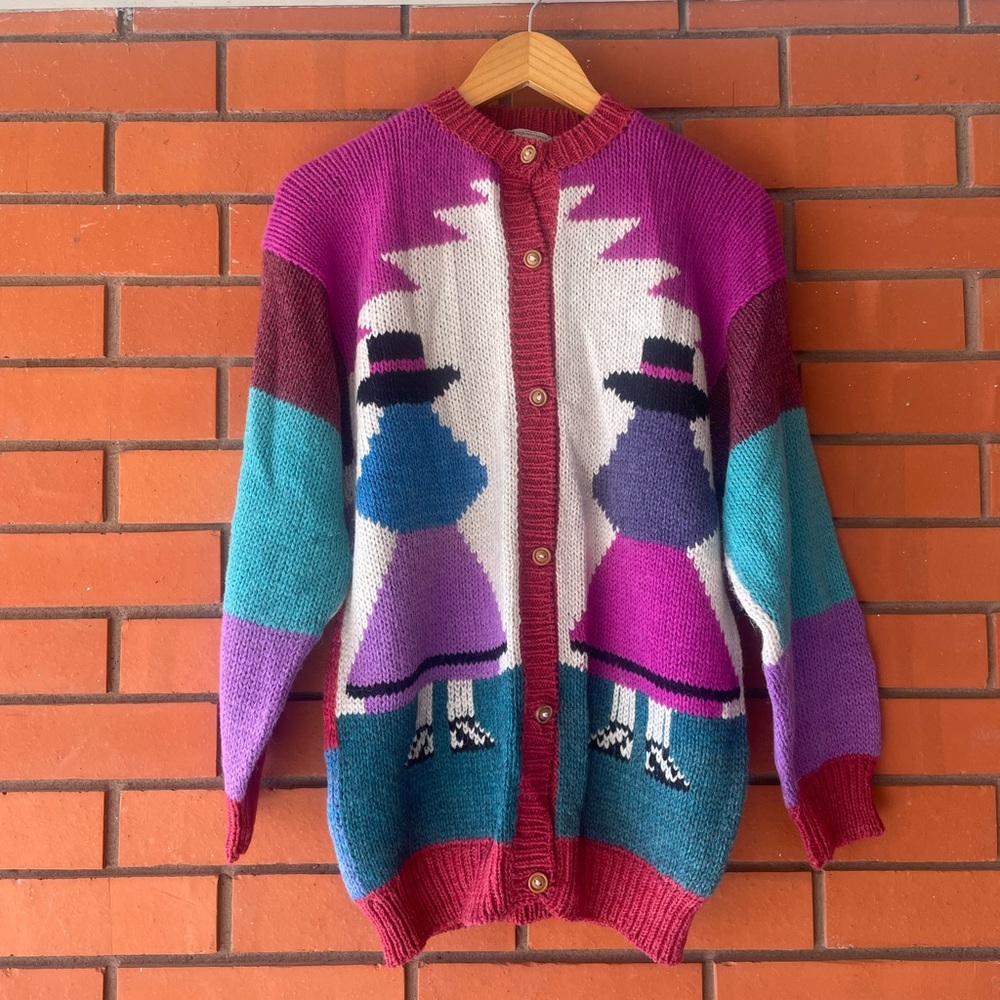 HANDMADE Alpaca Button Front Women's Cardigan Sweater